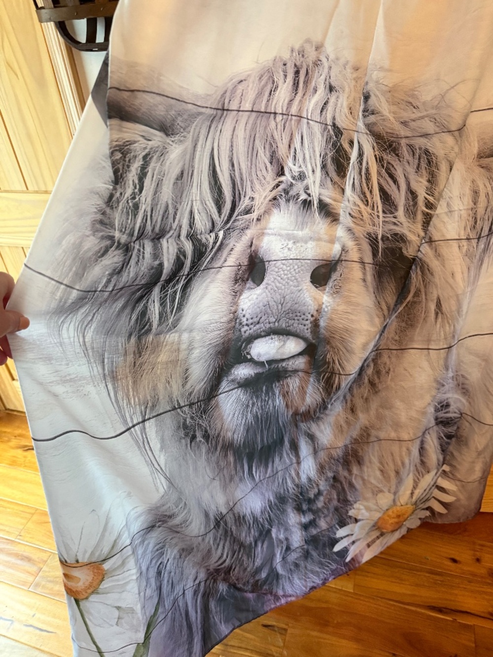 Get naked highland cow daisey shower curtain